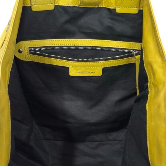 Isabel Marant Wardy Leather Tote Yellow Straw Straps Large Carryall Bag - Picture 11 of 11